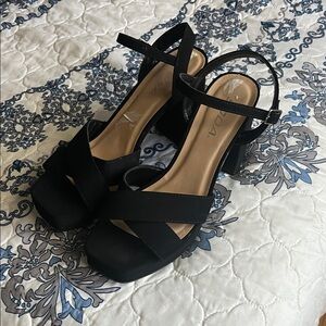 Prada Black Cross-Strap Heels